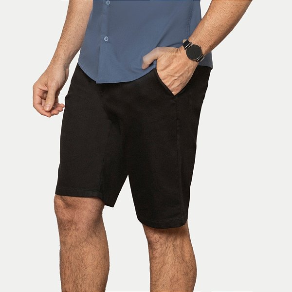 BERMUDA PITT BRIM COM ELASTANO ESPORTE PRETO MASCULINO ADULTO