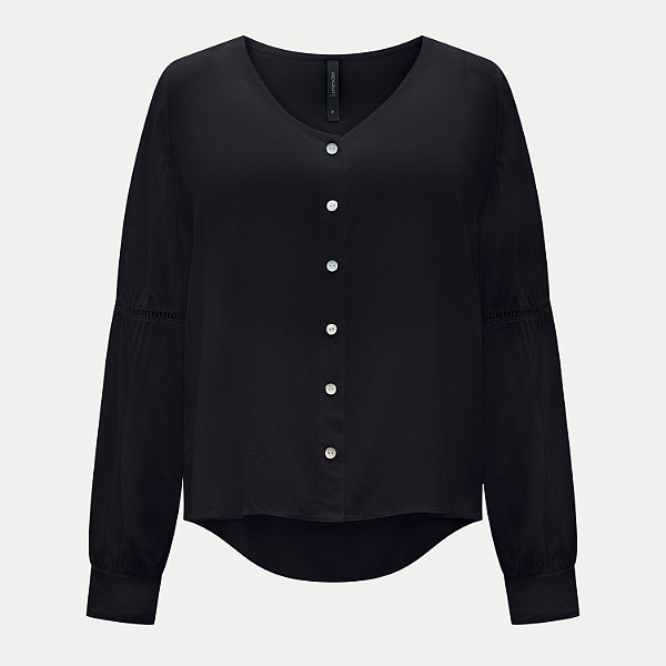BLUSA LUNENDER MANGA LONGA VISCOSE PRETO FEMININO ADULTO