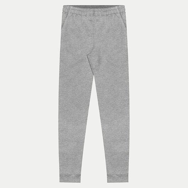 CALÇA FICO MOLETOM CASUAL COM PUNHO MESCLA CLARO MASCULINO ADULTO