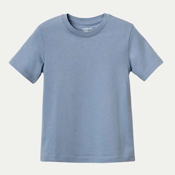 CAMISETA HERINGKIDS MANGA CURTA COMFORT ALGODÃO LISA AZUL PASTEL UNISEX INFANTIL