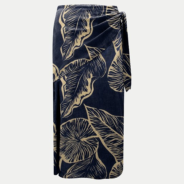 SAIA LUNENDER VISCOSE MIDI ESTAMPADA AZUL MARINHO FEMININO ADULTO