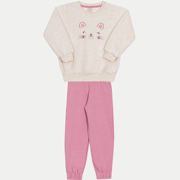 CONJUNTO INVERNO RANDA MUNDU CALÇA E BLUSÃO MOLETOM FEMININO INFANTIL 305453-P