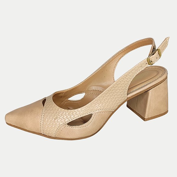 SAPATO DAKOTA SALTO ALTO CHANEL NUDE FEMININO ADULTO