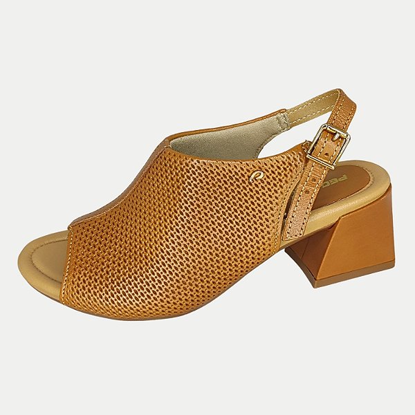 SANDALIA PEGADA SALTO ALTO ACTIVE COURO CARAMELO FEMININO ADULTO