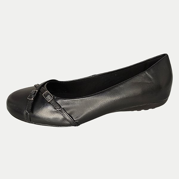 SAPATILHA BOTTERO BICO REDONDO COURO PRETO FEMININO ADULTO