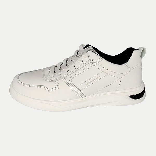 TÊNIS PEGADA CASUAL COM CADARÇO COURO BRANCO MASCULINO ADULTO