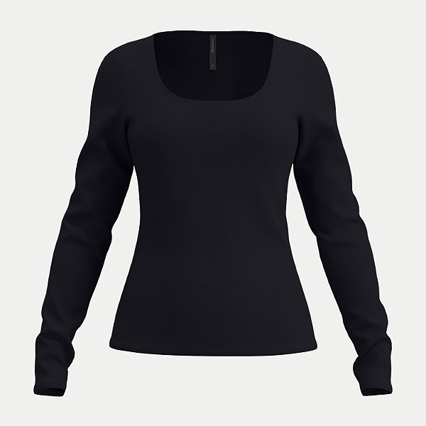 BLUSA LUNENDER MANGA LONGA MALHA PRETO FEMININO ADULTO