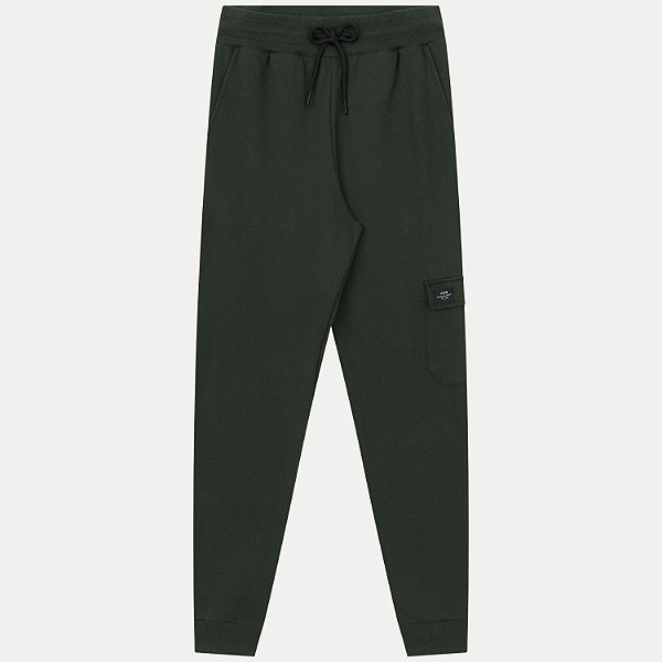 CALÇA FICO MOLETOM CASUAL COM PUNHO VERDE MASCULINO JUVENIL INFANTIL
