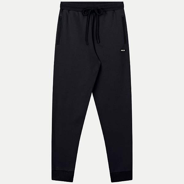 CALÇA FICO MOLETOM CASUAL COM PUNHO PRETO MASCULINO JUVENIL INFANTIL