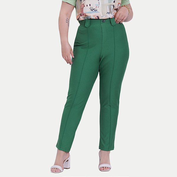 CALÇA LUNENDER CREPE ALFAIATARIA VERDE FEMININO ADULTO