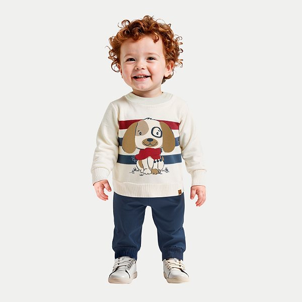 CONJUNTO INVERNO ALAKAZOO CALÇA COM BLUSÃO CARECA MOLETON AZUL MARINHO MASCULINO INFANTIL