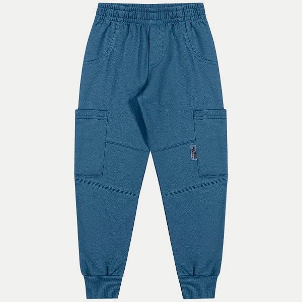 CALÇA ANGERO MOLETOM CARGO SANTORINI AZUL JEANS MASCULINO INFANTIL