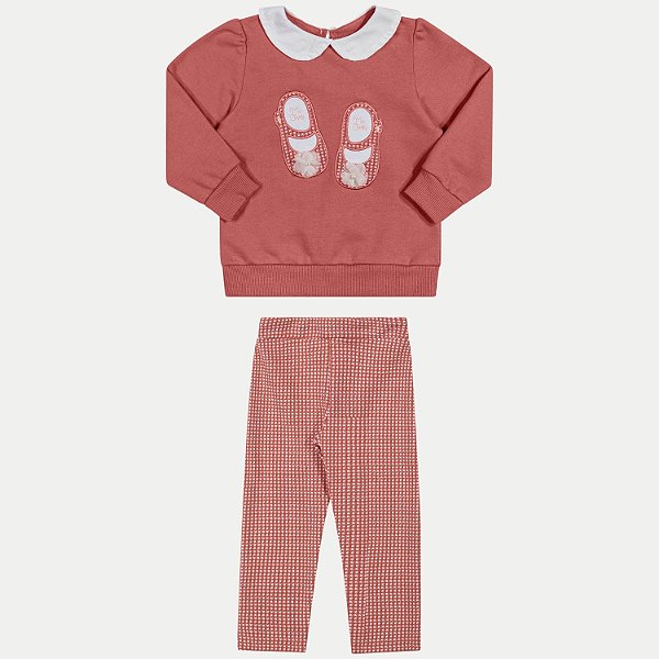 CONJUNTO INVERNO ANGERO CALÇA COM BLUSÃO CARECA MOLETON FEMININO INFANTIL