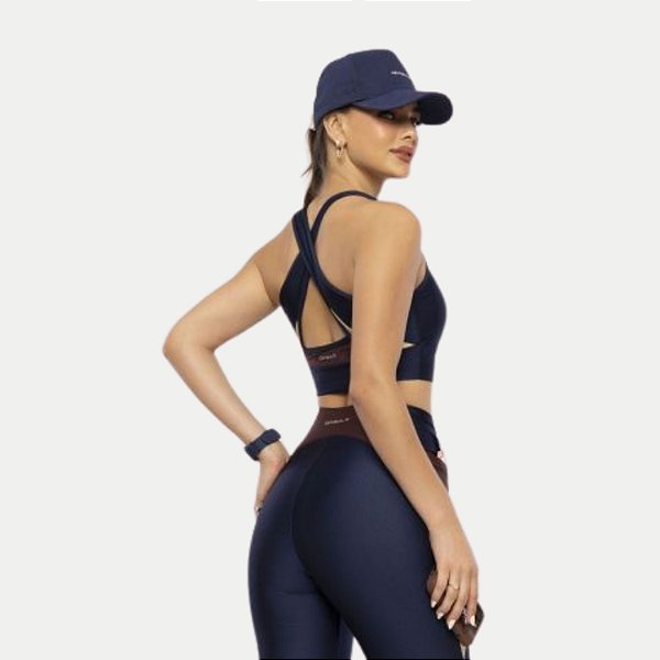 TOP DI PAULA REGATA POLIESTER FITNESS AZUL MARINHO FEMININO ADULTO