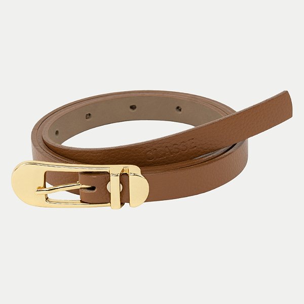 CINTO CLASSE COURO FINO CARAMELO FEMININO ADULTO