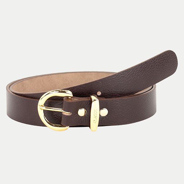 CINTO CLASSE COURO LARGO MARROM ESCURO FEMININO ADULTO