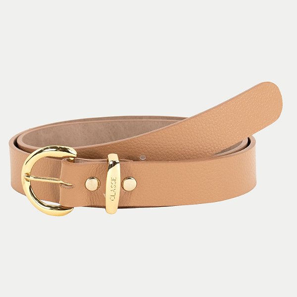 CINTO CLASSE COURO LARGO NUDE FEMININO ADULTO