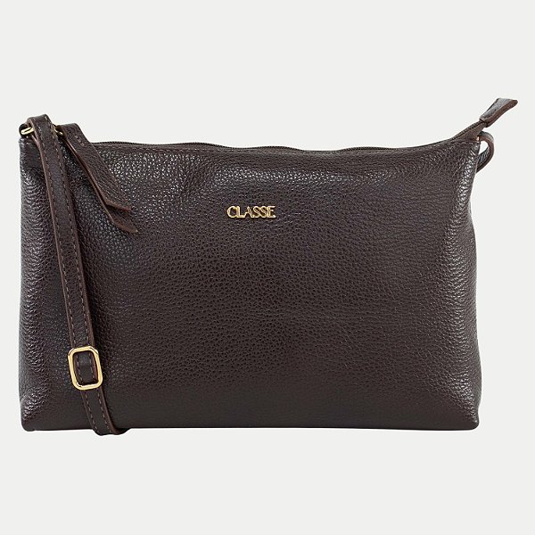 BOLSA CLASSE TRANSVERSAL COURO MARROM ESCURO FEMININO ADULTO