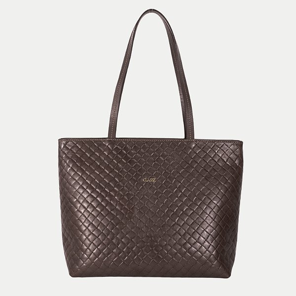 BOLSA CLASSE OMBRO COURO TRAMA MARROM ESCURO FEMININO ADULTO