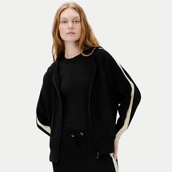 JAQUETA HERING TRICÔ COM CAPUZ PRETO FEMININO ADULTO