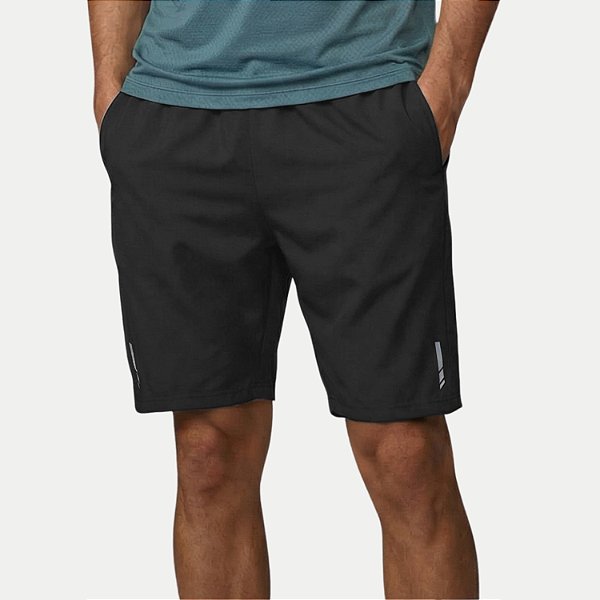 BERMUDA VOLEIO POLIESTER FITNESS PRETO MASCULINO ADULTO