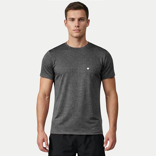 CAMISETA VOLEIO MANGA CURTA FITNESS POLIAMIDA MESCLA ESCURO MASCULINO ADULTO