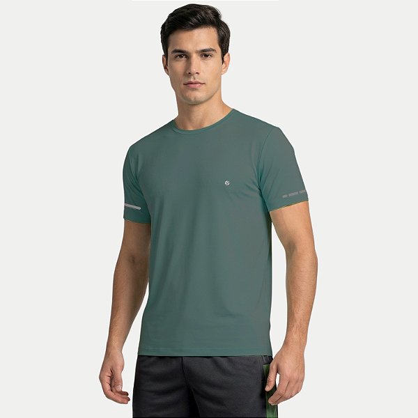CAMISETA VOLEIO MANGA CURTA FITNESS POLIAMIDA VERDE MASCULINO ADULTO