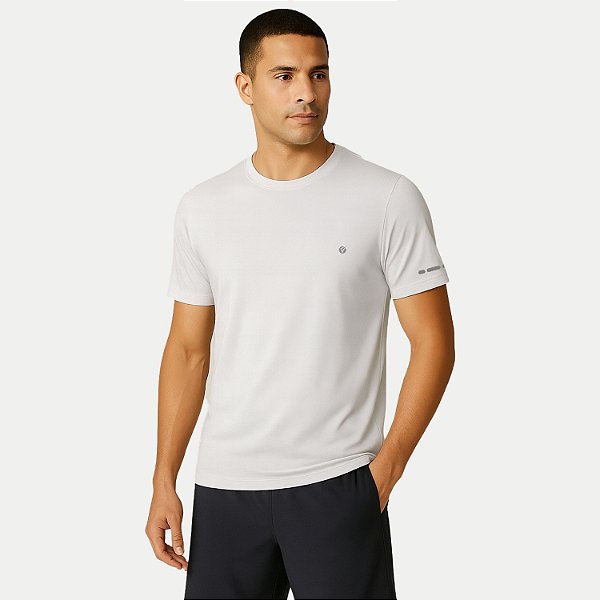 CAMISETA VOLEIO MANGA CURTA  FITNESS POLIAMIDA BRANCO MASCULINO ADULTO