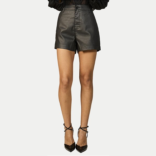 SHORT OGNUS BRIM RESINADO BASIC PRETO FEMININO ADULTO