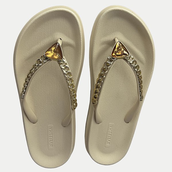 CHINELO RAFITTHY DEDO FLAT CHARM PRECIUS BEGE FEMININO ADULTO