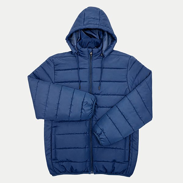 JAQUETA GIORGIO BIANCO POLIESTER COM CAPUZ PUFFER AZUL MARINHO MASCULINO ADULTO