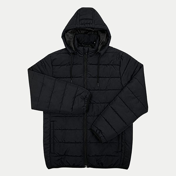 JAQUETA GIORGIO BIANCO POLIETSER COM CAPUZ PUFFER PRETO MASCULINO ADULTO