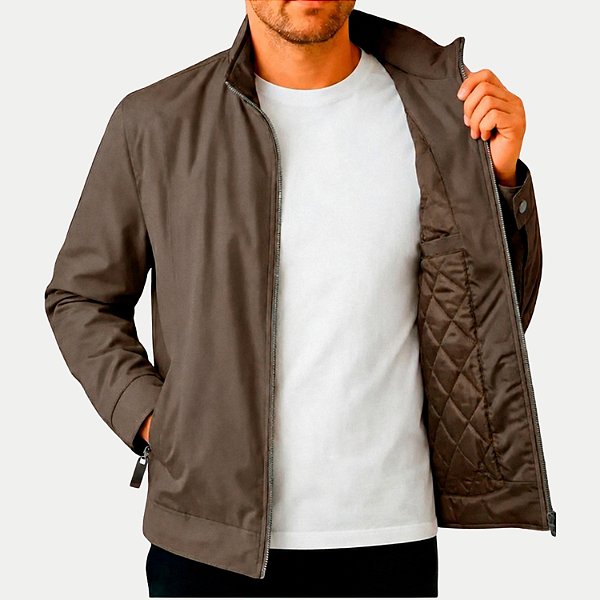 JAQUETA GIORGIO BIANCO POLIESTER PUFFER SEM CAPUZ MARROM MASCULINO ADULTO