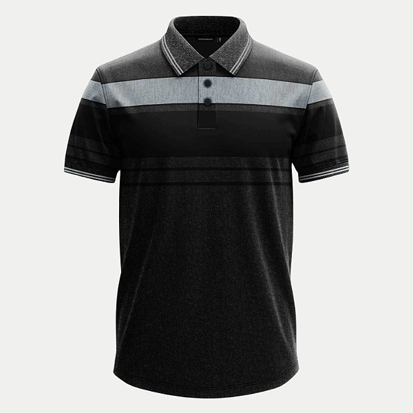 POLO GIORGIO BIANCO MANGA CURTA COMFORT MISTA LISTRADA PRETO MASCULINO ADULTO