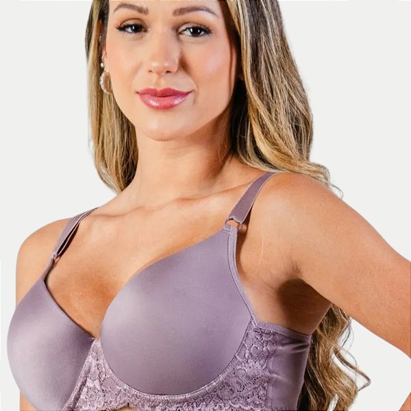 SOUTIEN DULOREN BOJO LYCRA COM RENDA ROXO FEMININO ADULTO