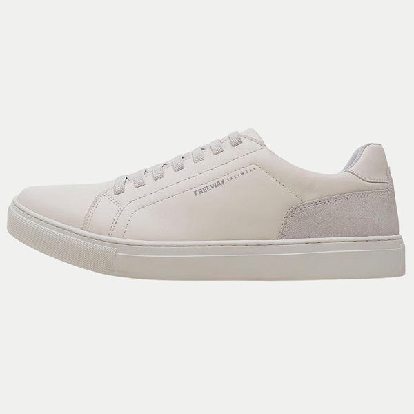 TÊNIS FREE WAY CASUAL BOX03 COM CADARÇO COURO BEGE CLARO MASCULINO ADULTO
