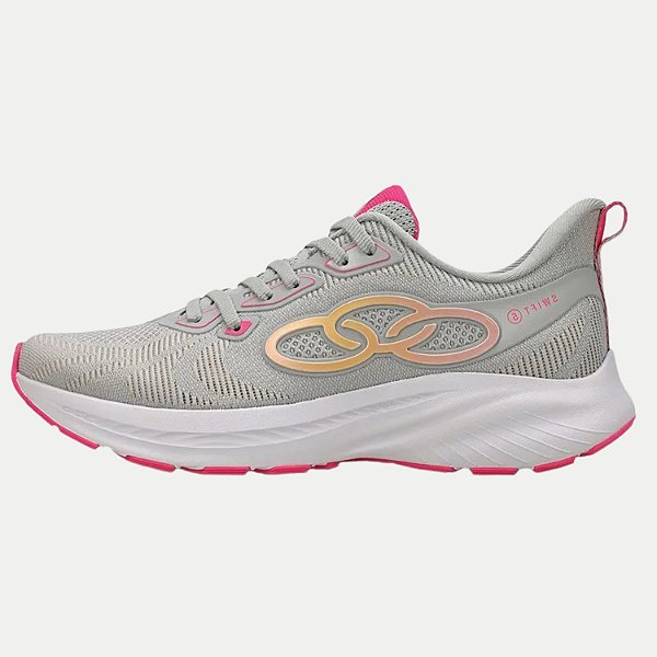 TÊNIS OLYMPIKUS SWIFT 5 RUNNING SOLADO DE BORRACHA CINZA FEMININO ADULTO