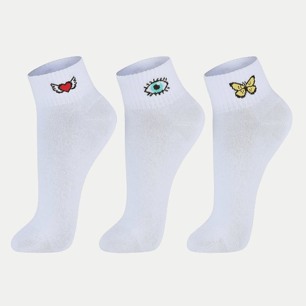 MEIA LUPO SOCKS PACOTE COM 3 MEIAS SOQUETE BRANCO FEMININO ADULTO