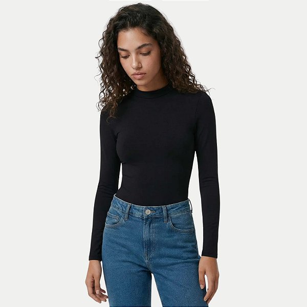 BLUSA HERING MANGA LONGA BODY ALGODÃO E ELASTANO PRETO FEMININO ADULTO