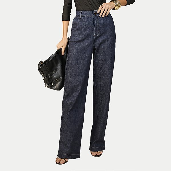 CALÇA OGNUS JEANS ESCURO COM ELASTANO WIDE LEG FEMININO ADULTO