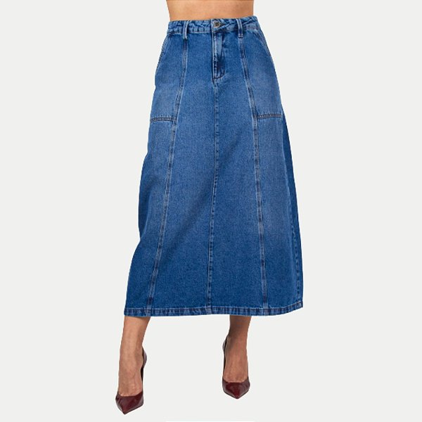 SAIA SHOT JEANS MÉDIO BRUTO LONGA FEMININO ADULTO