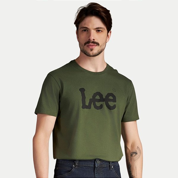 CAMISETA LEE MANGA CURTA COMFORT ALGODÃO SILKADO VERDE MILITAR MASCULINO ADULTO