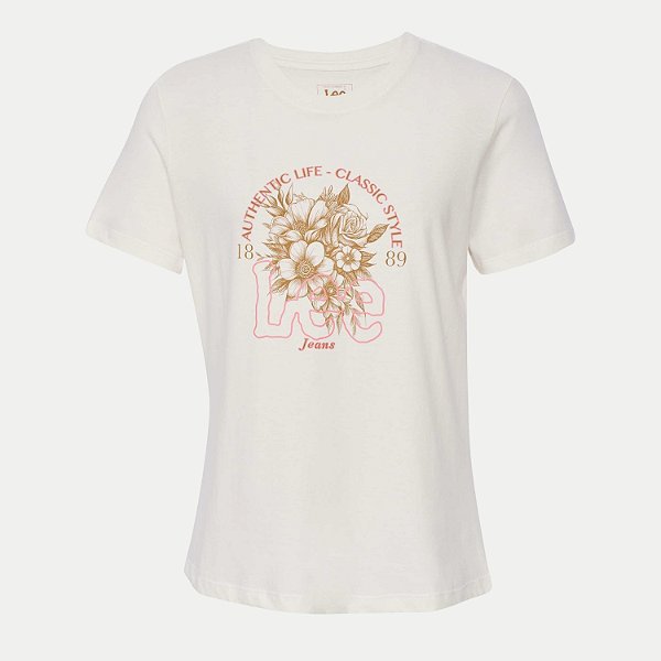 BLUSA LEE MANGA CURTA T-SHIRT ALGODÃO SILKADA OFFWHITE FEMININO ADULTO