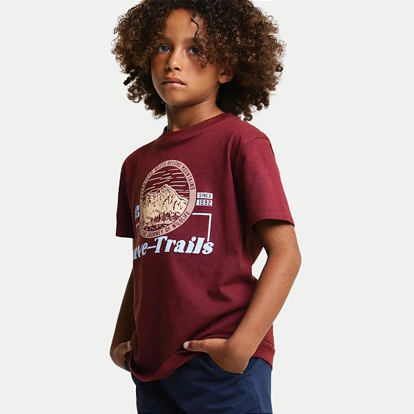 CAMISETA HERINGKIDS MANGA CURTA COMFORT ALGODÃO SILKADA VINHO MASCULINO INFANTIL