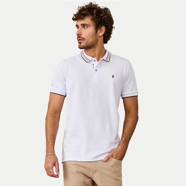 POLO PACO MANGA CURTA SLIM PIQUET BRANCO MASCULINO ADULTO