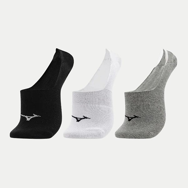 MEIA MIZUNO SAPATILHA KIT COM 3 MEIAS PRETO,BRANCO E CINZA UNISEX ADULTO