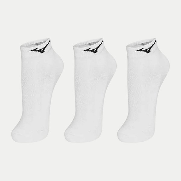 MEIA MIZUNO SOQUETE CANO CURTO KIT COM 3 MEIAS BRANCAS UNISEX ADULTO