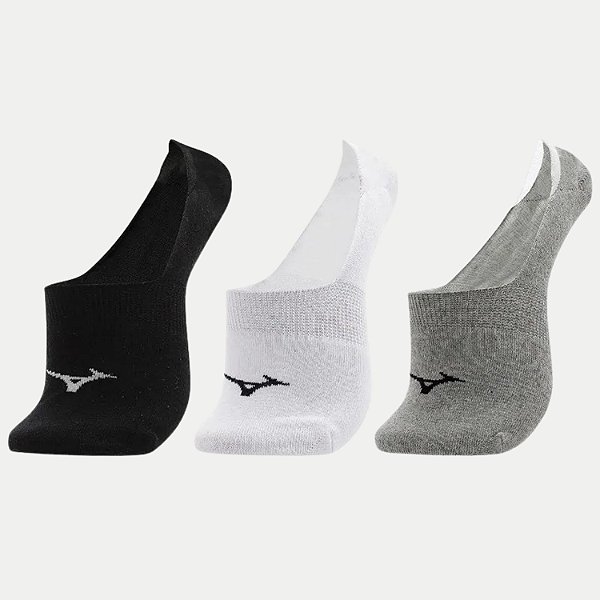 MEIA MIZUNO SAPATILHA KIT COM 3 MEIAS PRETO,BRANCO E CINZA UNISEX ADULTO