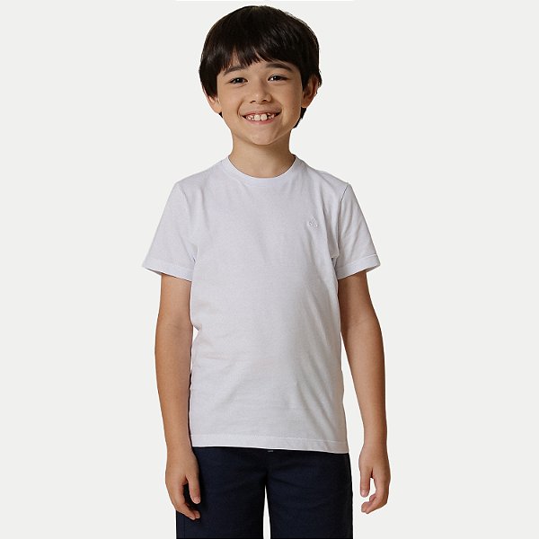 CAMISETA ALFA MANGA CURTA COMFORT ALGODÃO LISA BRANCO MASCULINO INFANTIL