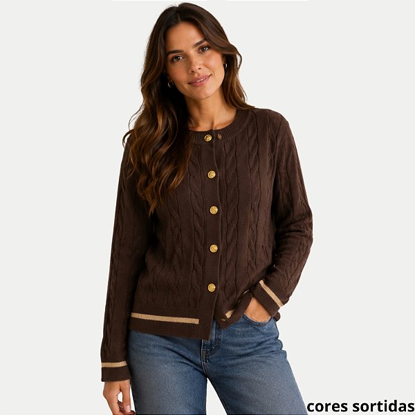 CASACO AT SP VIC.TI TRICÔ CARDIGAN FEMININO ADULTO (CORES SORTIDAS) 306933-P